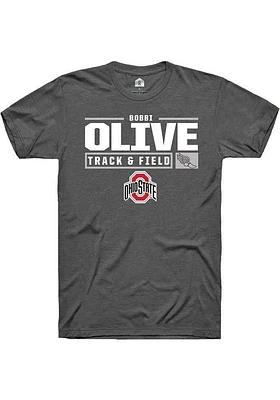 Bobbi Olive  Ohio State Buckeyes Dark Grey Rally NIL Stacked Box Short Sleeve T Shirt