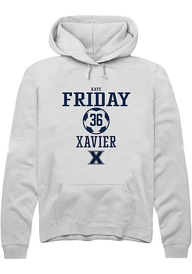 Kate Friday  Rally Xavier Musketeers Mens White NIL Sport Icon Long Sleeve Hoodie