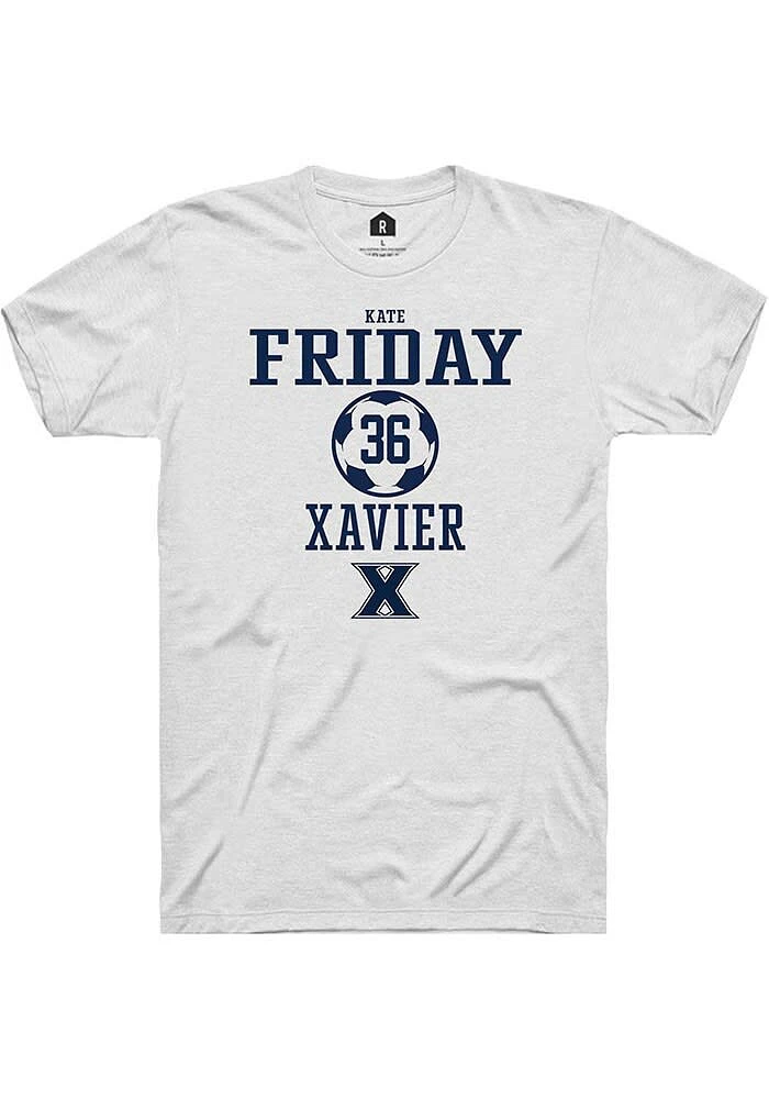 Kate Friday  Xavier Musketeers White Rally NIL Sport Icon Short Sleeve T Shirt