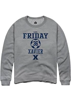 Kate Friday  Rally Xavier Musketeers Mens Graphite NIL Sport Icon Long Sleeve Crew Sweatshirt