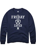 Kate Friday  Rally Xavier Musketeers Mens Navy Blue NIL Sport Icon Long Sleeve Crew Sweatshirt