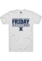 Kate Friday  Xavier Musketeers White Rally NIL Stacked Box Short Sleeve T Shirt