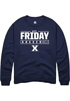 Kate Friday  Rally Xavier Musketeers Mens Navy Blue NIL Stacked Box Long Sleeve Crew Sweatshirt