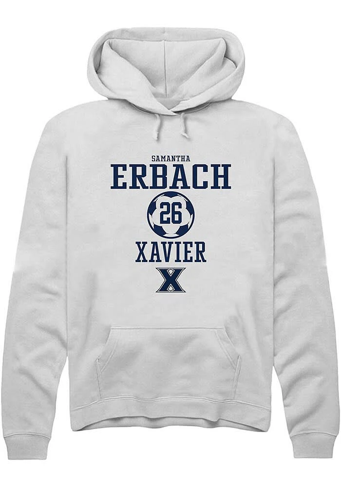 Samantha Erbach  Rally Xavier Musketeers Mens White NIL Sport Icon Long Sleeve Hoodie