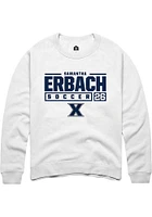 Samantha Erbach  Rally Xavier Musketeers Mens White NIL Stacked Box Long Sleeve Crew Sweatshirt