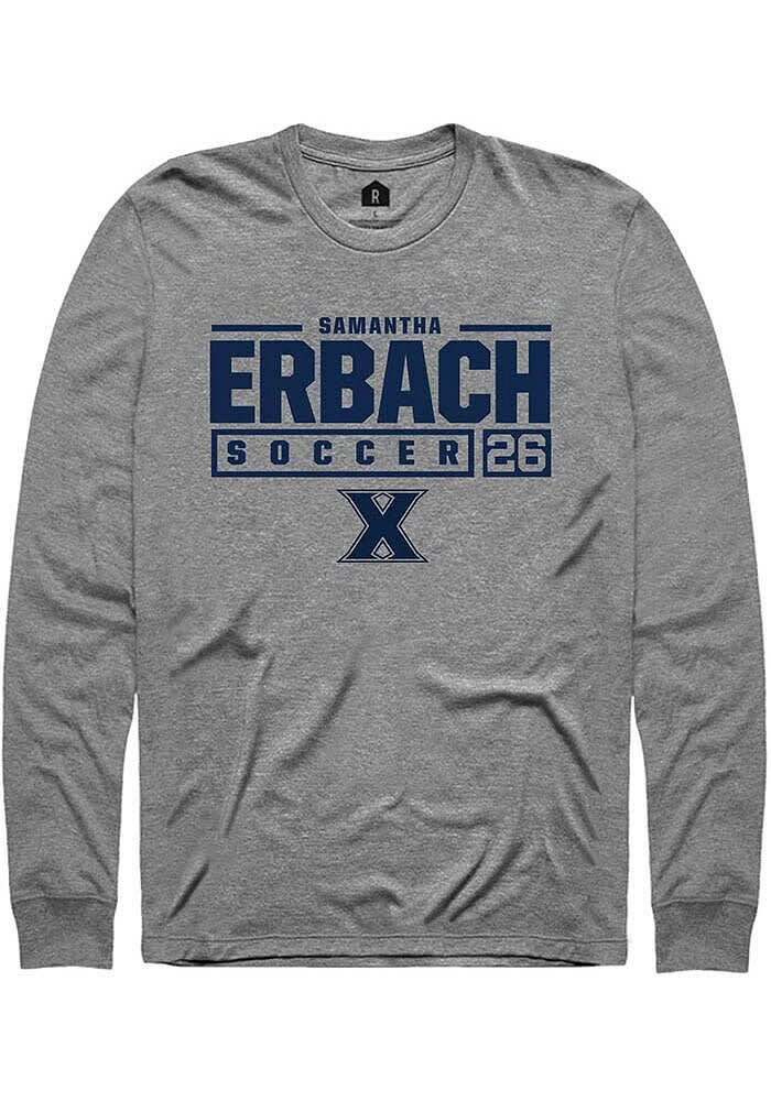 Samantha Erbach  Xavier Musketeers Graphite Rally NIL Stacked Box Long Sleeve T Shirt