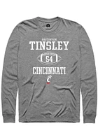 Dartanyan Tinsley  Cincinnati Bearcats Graphite Rally NIL Sport Icon Long Sleeve T Shirt