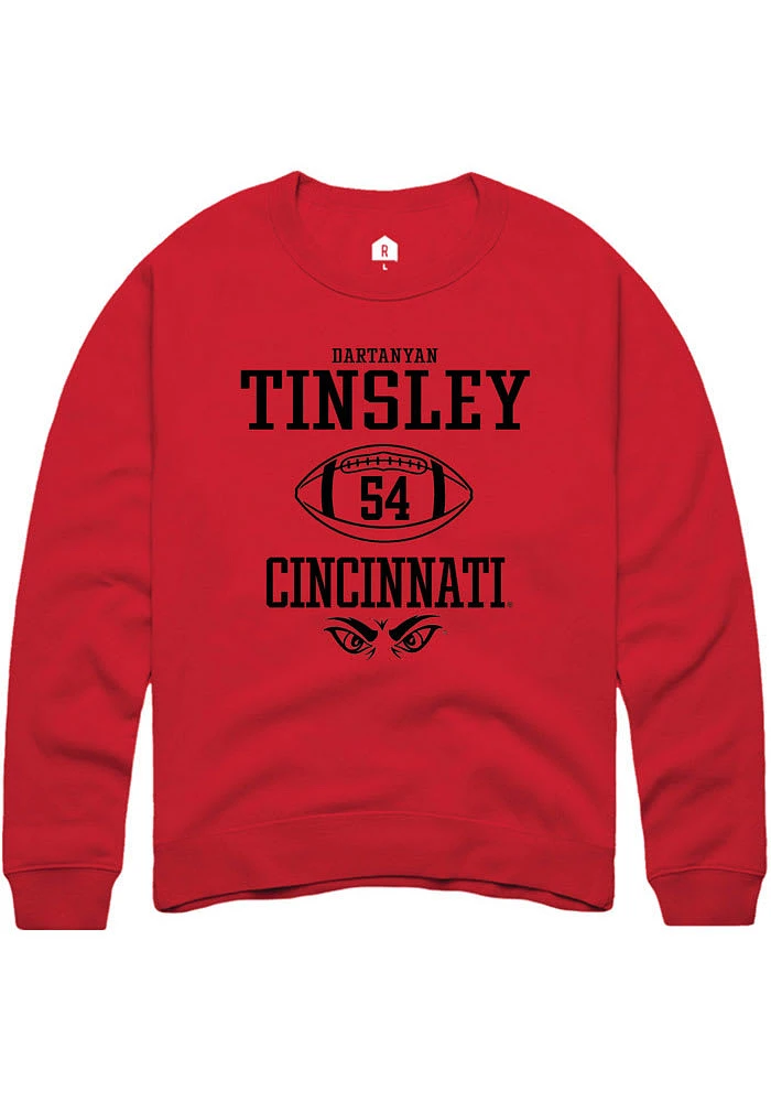 Dartanyan Tinsley  Rally Cincinnati Bearcats Mens Red NIL Sport Icon Long Sleeve Crew Sweatshirt