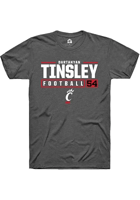 Dartanyan Tinsley  Cincinnati Bearcats Dark Grey Rally NIL Stacked Box Short Sleeve T Shirt