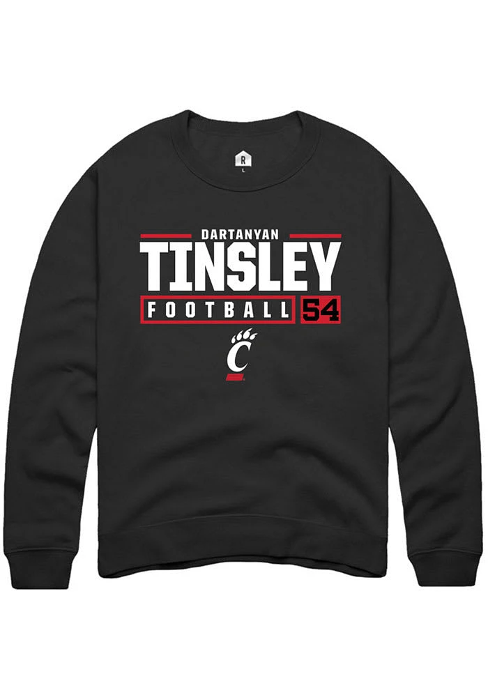 Dartanyan Tinsley Rally Cincinnati Bearcats Mens NIL Stacked Box Long Sleeve Crew Sweatsh