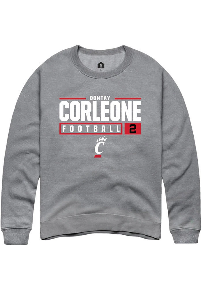 Dontay Corleone  Rally Cincinnati Bearcats Mens Graphite NIL Stacked Box Long Sleeve Crew Sweatshi..