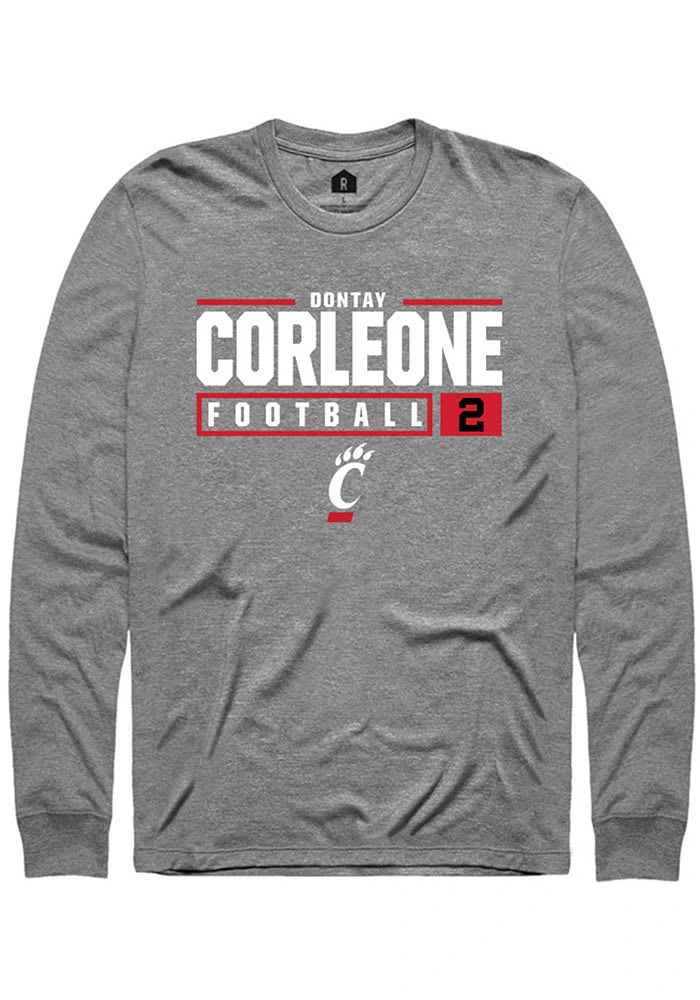 Dontay Corleone  Cincinnati Bearcats Graphite Rally NIL Stacked Box Long Sleeve T Shirt