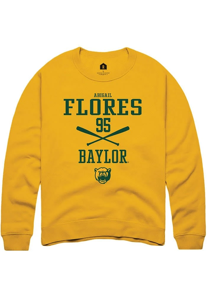 Abigail Flores Rally Baylor Bears Mens Gold NIL Sport Icon Long Sleeve Crew Sweatshirt
