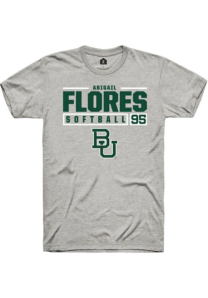 Abigail Flores Baylor Bears Ash Rally NIL Stacked Box Short Sleeve T Shirt