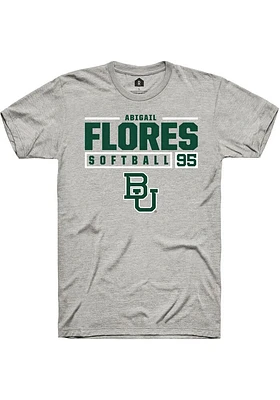Abigail Flores  Baylor Bears Ash Rally NIL Stacked Box Short Sleeve T Shirt