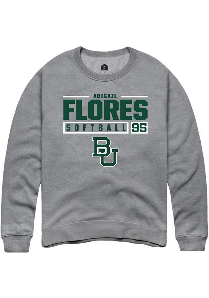 Abigail Flores Rally Baylor Bears Mens Graphite NIL Stacked Box Long Sleeve Crew Sweatshirt