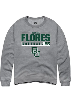 Abigail Flores  Rally Baylor Bears Mens Graphite NIL Stacked Box Long Sleeve Crew Sweatshirt
