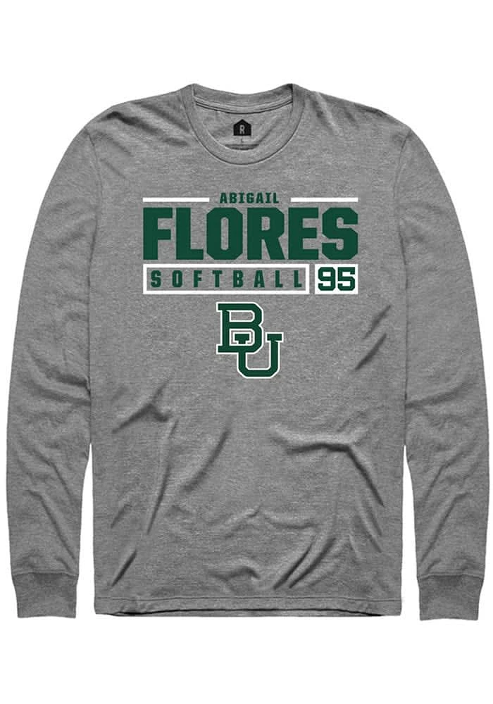 Abigail Flores Baylor Bears Graphite Rally NIL Stacked Box Long Sleeve T Shirt