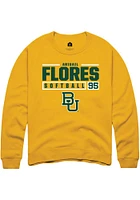 Abigail Flores  Rally Baylor Bears Mens Gold NIL Stacked Box Long Sleeve Crew Sweatshirt