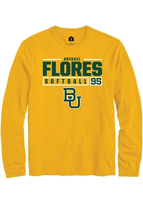 Abigail Flores  Baylor Bears Gold Rally NIL Stacked Box Long Sleeve T Shirt