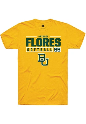 Abigail Flores  Baylor Bears Gold Rally NIL Stacked Box Short Sleeve T Shirt