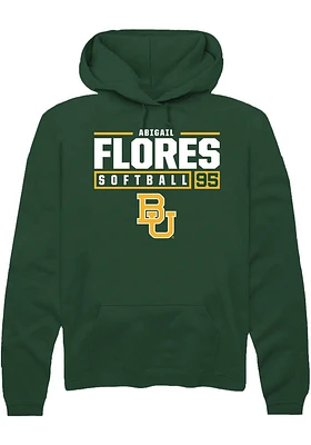 Abigail Flores  Rally Baylor Bears Mens Green NIL Stacked Box Long Sleeve Hoodie