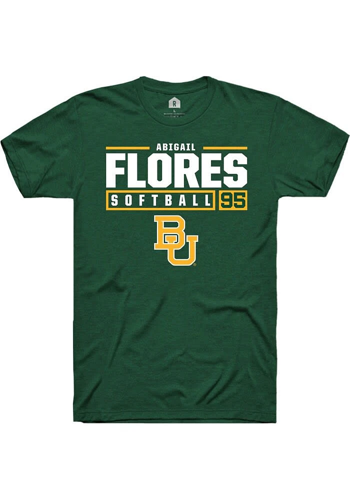 Abigail Flores Baylor Bears Green Rally NIL Stacked Box Short Sleeve T Shirt