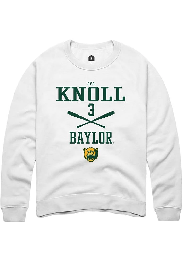 Ava Knoll Rally Baylor Bears Mens White NIL Sport Icon Long Sleeve Crew Sweatshirt