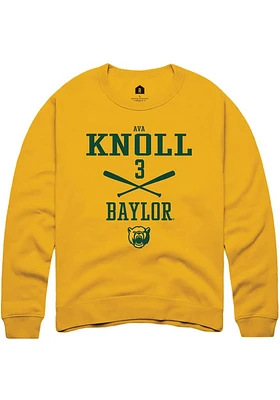 Ava Knoll  Rally Baylor Bears Mens Gold NIL Sport Icon Long Sleeve Crew Sweatshirt