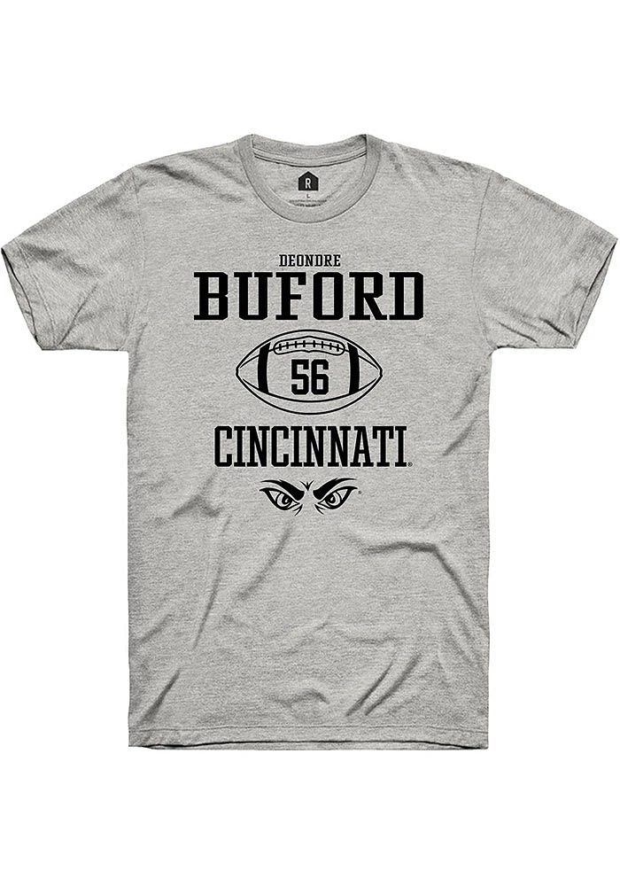 Deondre Buford  Cincinnati Bearcats Ash Rally NIL Sport Icon Short Sleeve T Shirt