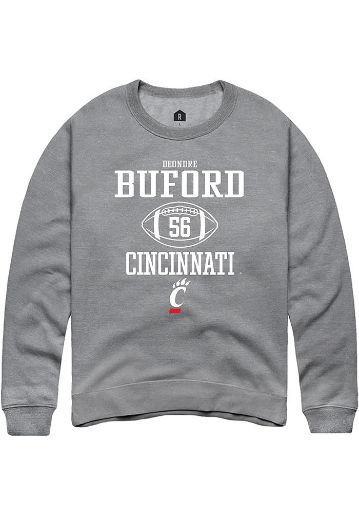 Deondre Buford  Rally Cincinnati Bearcats Mens Graphite NIL Sport Icon Long Sleeve Crew Sweatshirt