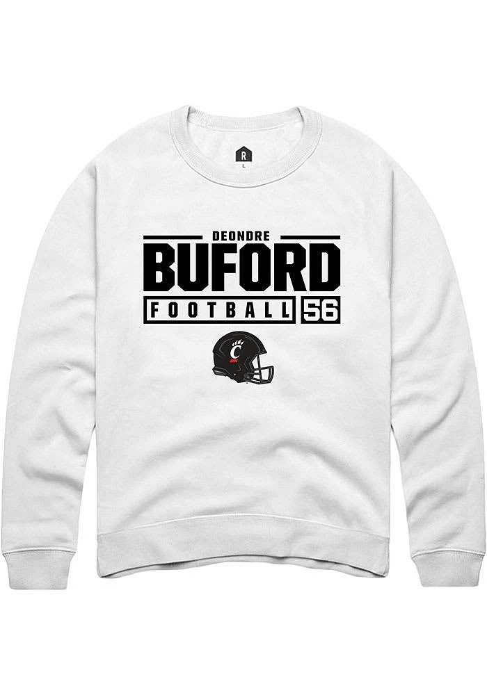 Deondre Buford Rally Cincinnati Bearcats Mens NIL Stacked Box Long Sleeve Crew Sweatshirt