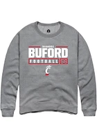 Deondre Buford  Rally Cincinnati Bearcats Mens Graphite NIL Stacked Box Long Sleeve Crew Sweatshir..