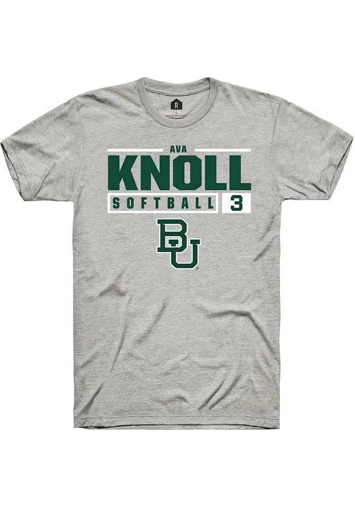 Ava Knoll Baylor Bears Ash Rally NIL Stacked Box Short Sleeve T Shirt