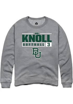 Ava Knoll  Rally Baylor Bears Mens Graphite NIL Stacked Box Long Sleeve Crew Sweatshirt