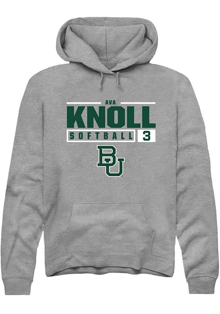 Ava Knoll Rally Baylor Bears Mens Graphite NIL Stacked Box Long Sleeve Hoodie