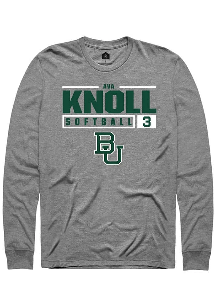 Ava Knoll Baylor Bears Graphite Rally NIL Stacked Box Long Sleeve T Shirt