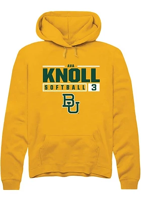Ava Knoll  Rally Baylor Bears Mens Gold NIL Stacked Box Long Sleeve Hoodie