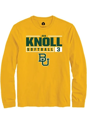 Ava Knoll  Baylor Bears Gold Rally NIL Stacked Box Long Sleeve T Shirt