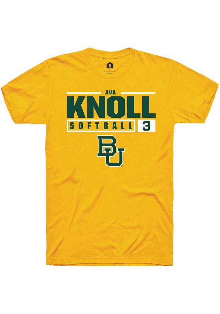 Ava Knoll Baylor Bears Gold Rally NIL Stacked Box Short Sleeve T Shirt