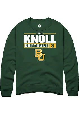 Ava Knoll  Rally Baylor Bears Mens Green NIL Stacked Box Long Sleeve Crew Sweatshirt