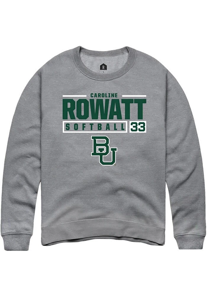 Caroline Rowatt Rally Baylor Bears Mens Graphite NIL Stacked Box Long Sleeve Crew Sweatshirt