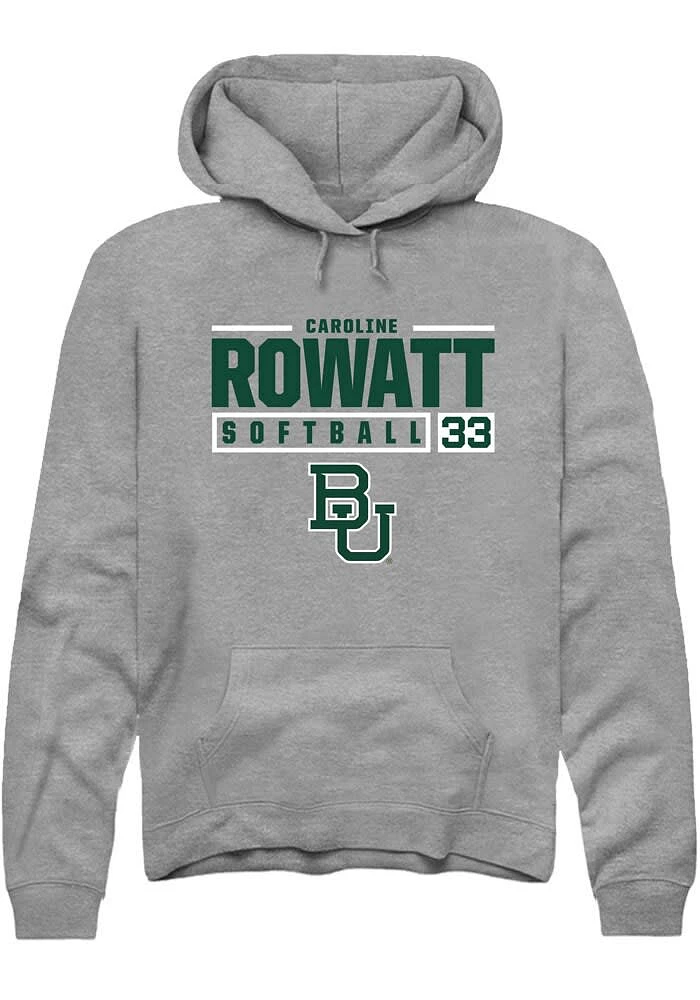 Caroline Rowatt Rally Baylor Bears Mens Graphite NIL Stacked Box Long Sleeve Hoodie