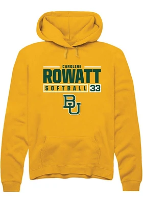 Caroline Rowatt  Rally Baylor Bears Mens Gold NIL Stacked Box Long Sleeve Hoodie