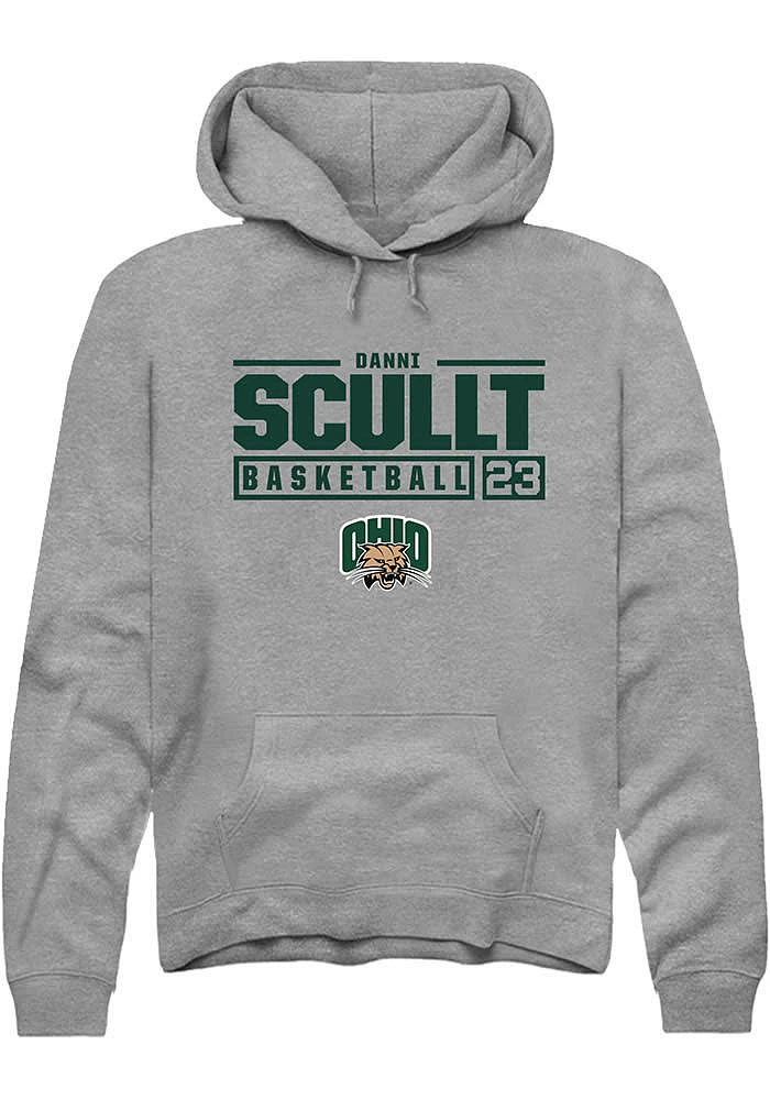 Danni Scullt  Rally Ohio Bobcats Mens Graphite NIL Stacked Box Long Sleeve Hoodie