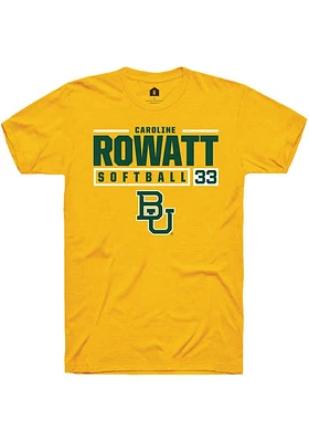 Caroline Rowatt  Baylor Bears Gold Rally NIL Stacked Box Short Sleeve T Shirt