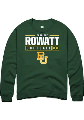 Caroline Rowatt  Rally Baylor Bears Mens Green NIL Stacked Box Long Sleeve Crew Sweatshirt