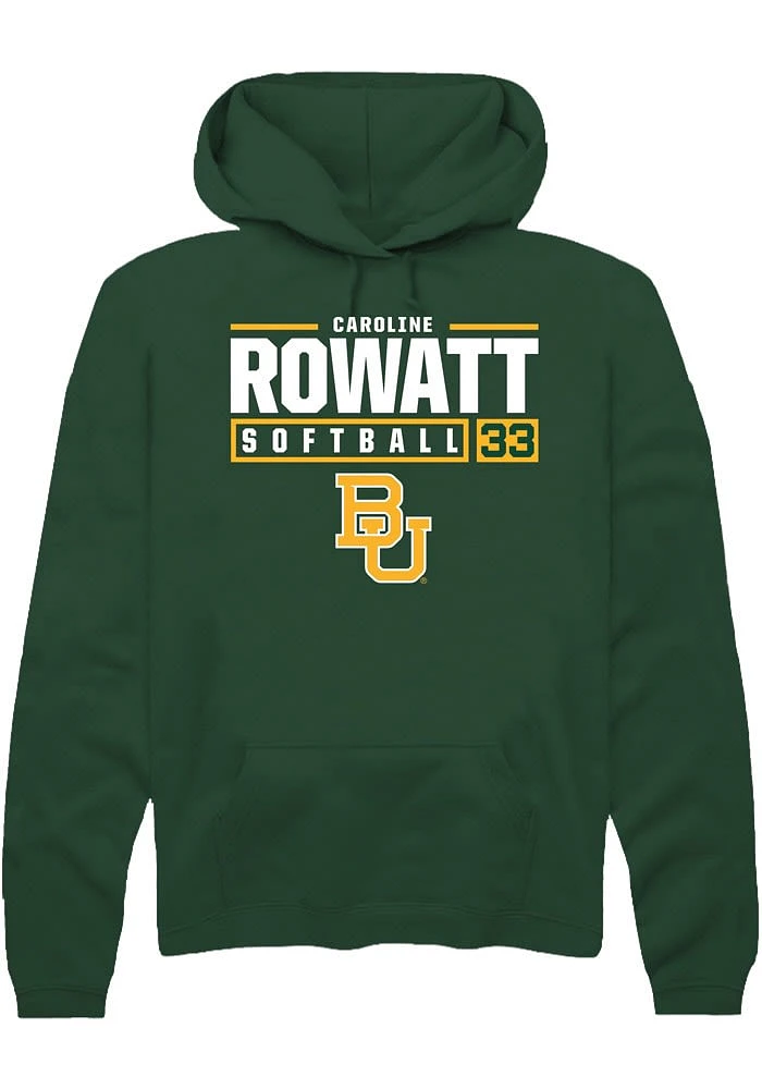 Caroline Rowatt Rally Baylor Bears Mens Green NIL Stacked Box Long Sleeve Hoodie