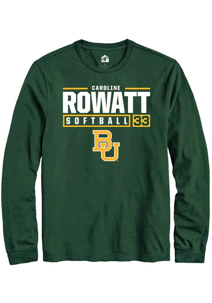 Caroline Rowatt Baylor Bears Green Rally NIL Stacked Box Long Sleeve T Shirt