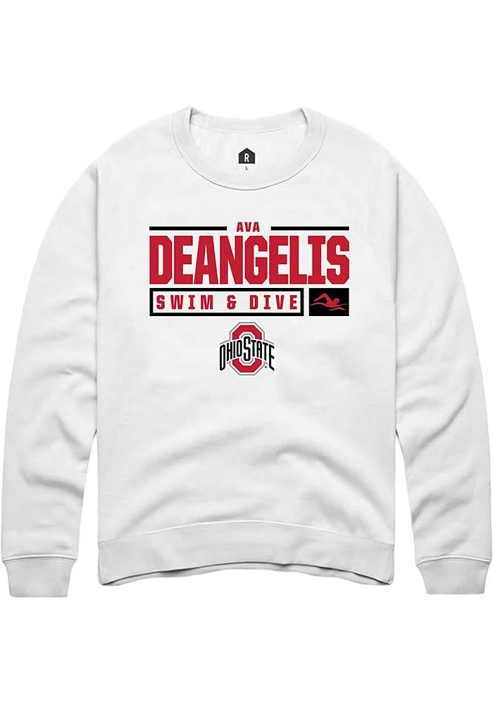Ava DeAngelis Rally Ohio State Buckeyes Mens NIL Stacked Box Long Sleeve Crew Sweatshirt